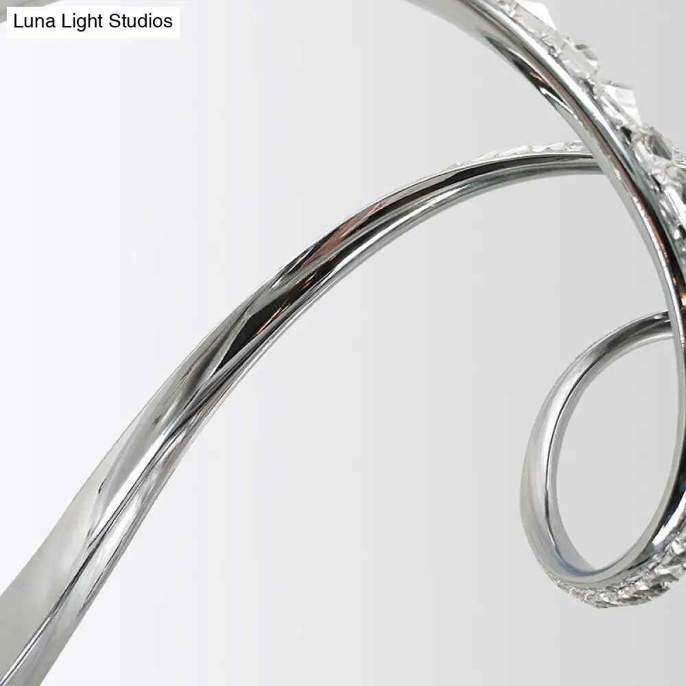 Lámpara de araña LED moderna de cristal - Lámpara colgante giratoria para comedor, acabado cromado, luz cálida/blanca