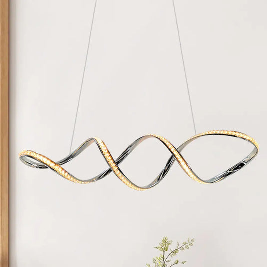 Lámpara de araña LED moderna de cristal - Lámpara colgante giratoria para comedor, acabado cromado, luz cálida/blanca