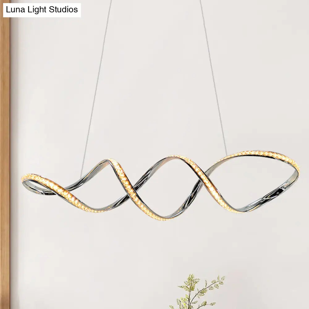 Lámpara de araña LED moderna de cristal - Lámpara colgante giratoria para comedor, acabado cromado, luz cálida/blanca