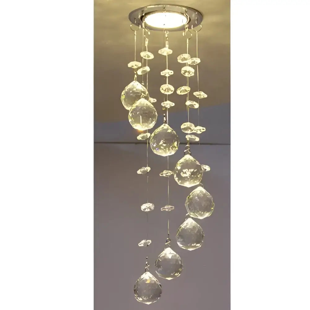 Modern crystal led downlight living room ceiling lamp with clear crystal droplet and chrome ceiling mount decorbites crystal led
