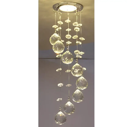 Modern crystal led downlight living room ceiling lamp with clear crystal droplet and chrome ceiling mount decorbites crystal led