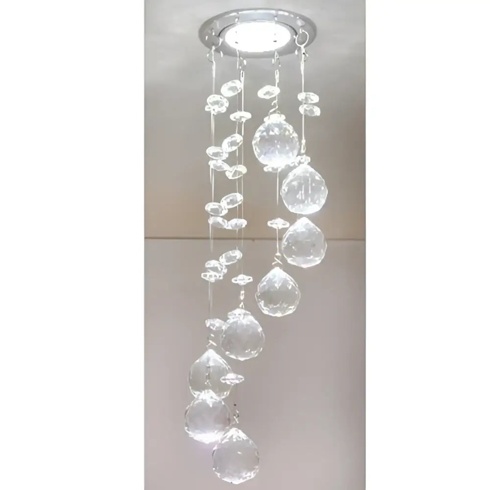 Modern crystal led downlight ceiling lamp with clear teardrop crystals and sleek metallic mount for living room decorbites crystal led
