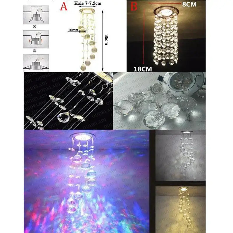 Modern crystal led downlight ceiling lamp with clear crystal spherical beads and metallic mounting base for living room decorbites crystal led