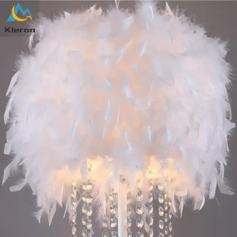 White feather chandelier floor lamp with dangling crystal beads decorbites crystal led feather for living room light