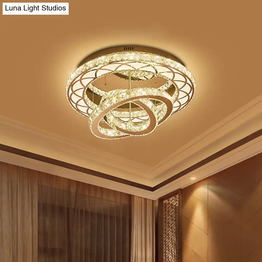 DecorBites™ DecorBites™ Modern Crystal LED Flush Light Fixture - Romantic Polished Chrome Ceiling Lamp for Lounge