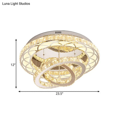 DecorBites™ DecorBites™ Modern Crystal LED Flush Light Fixture - Romantic Polished Chrome Ceiling Lamp for Lounge
