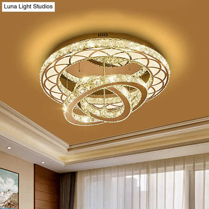 DecorBites™ DecorBites™ Modern Crystal LED Flush Light Fixture - Romantic Polished Chrome Ceiling Lamp for Lounge