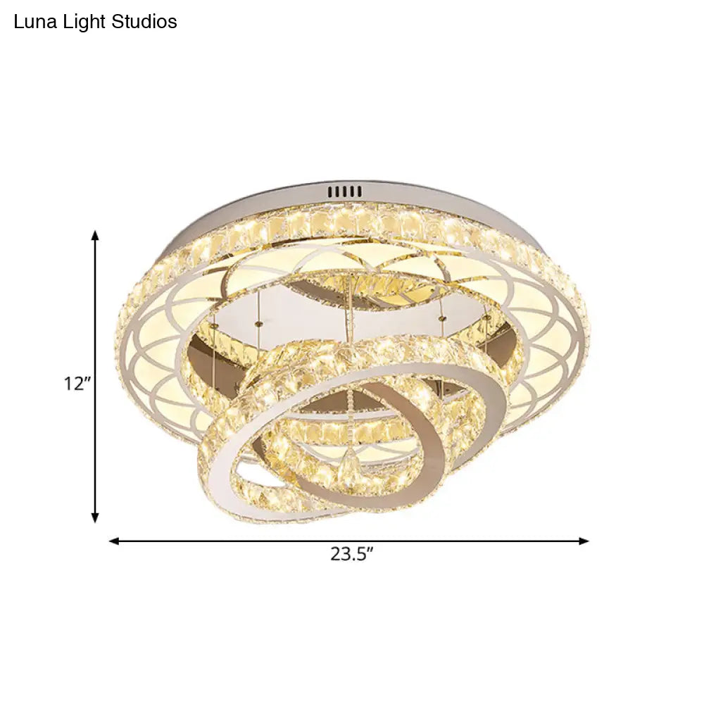 DecorBites™ DecorBites™ Modern Crystal LED Flush Light Fixture - Romantic Polished Chrome Ceiling Lamp for Lounge