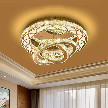 DecorBites™ DecorBites™ Modern Crystal LED Flush Light Fixture - Romantic Polished Chrome Ceiling Lamp for Lounge