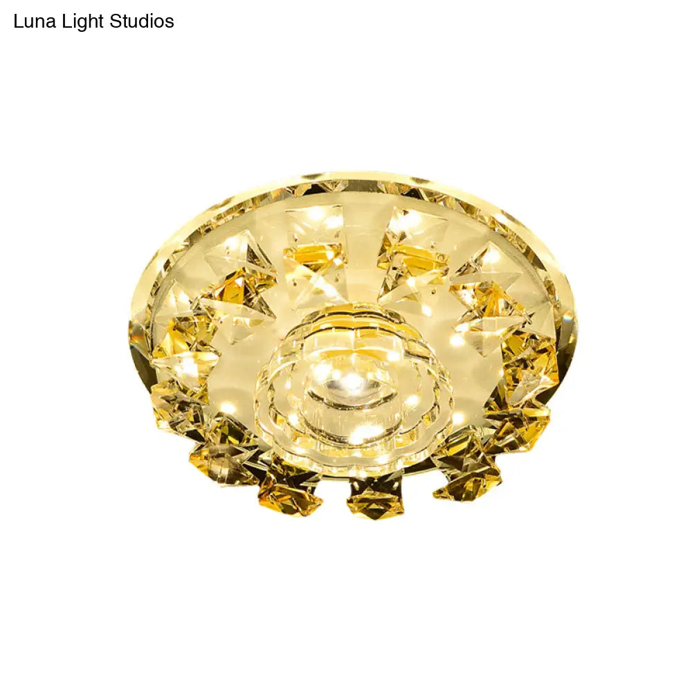 DecorBites™ DecorBites™ Modern Crystal LED Flush Light with Warm/White Lighting for Hallways or Small Spaces