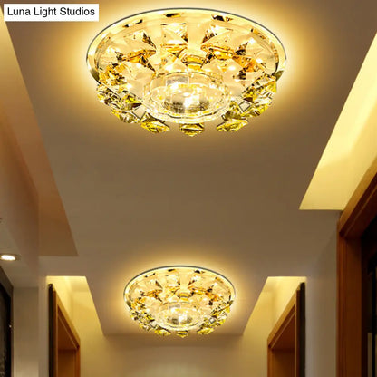 DecorBites™ DecorBites™ Modern Crystal LED Flush Light with Warm/White Lighting for Hallways or Small Spaces