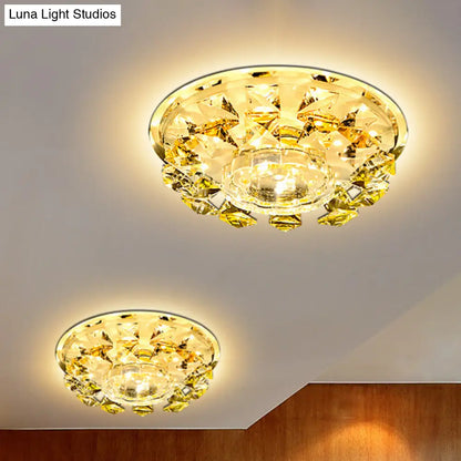 DecorBites™ DecorBites™ Modern Crystal LED Flush Light with Warm/White Lighting for Hallways or Small Spaces