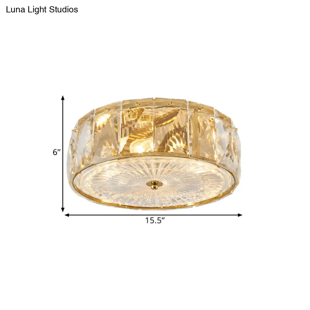 DecorBites™ DecorBites™ Modern Crystal LED Flush Mount Ceiling Lamp with Drum Design for Bedroom