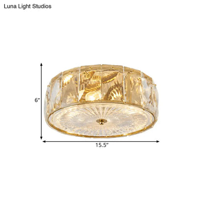 DecorBites™ DecorBites™ Modern Crystal LED Flush Mount Ceiling Lamp with Drum Design for Bedroom