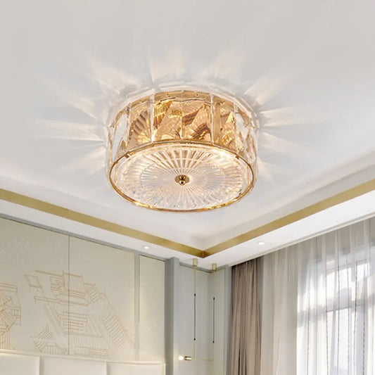 DecorBites™ DecorBites™ Modern Crystal LED Flush Mount Ceiling Lamp with Drum Design for Bedroom
