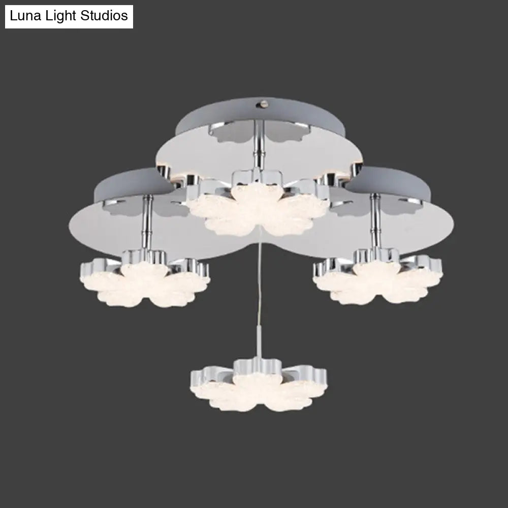 DecorBites™ DecorBites™ Modern Crystal LED Flush Mount Ceiling Light Fixture for Bedrooms - Chrome Petal Design