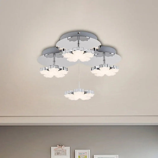 DecorBites™ DecorBites™ Modern Crystal LED Flush Mount Ceiling Light Fixture for Bedrooms - Chrome Petal Design