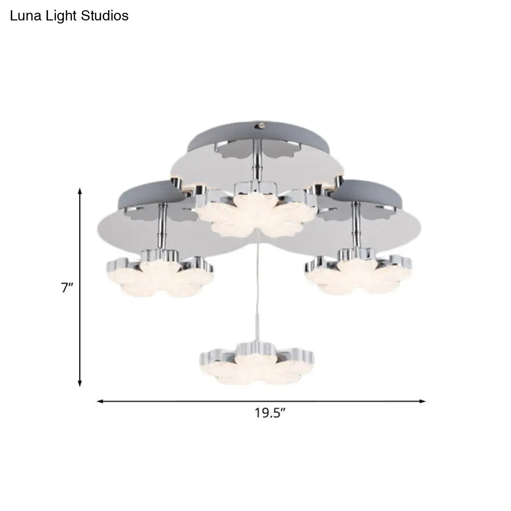 DecorBites™ DecorBites™ Modern Crystal LED Flush Mount Ceiling Light Fixture for Bedrooms - Chrome Petal Design