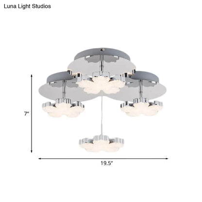 DecorBites™ DecorBites™ Modern Crystal LED Flush Mount Ceiling Light Fixture for Bedrooms - Chrome Petal Design