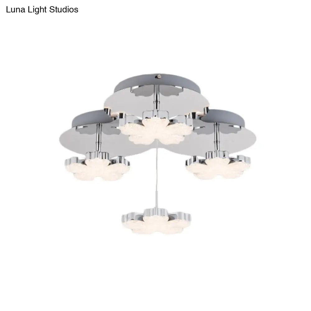 DecorBites™ DecorBites™ Modern Crystal LED Flush Mount Ceiling Light Fixture for Bedrooms - Chrome Petal Design