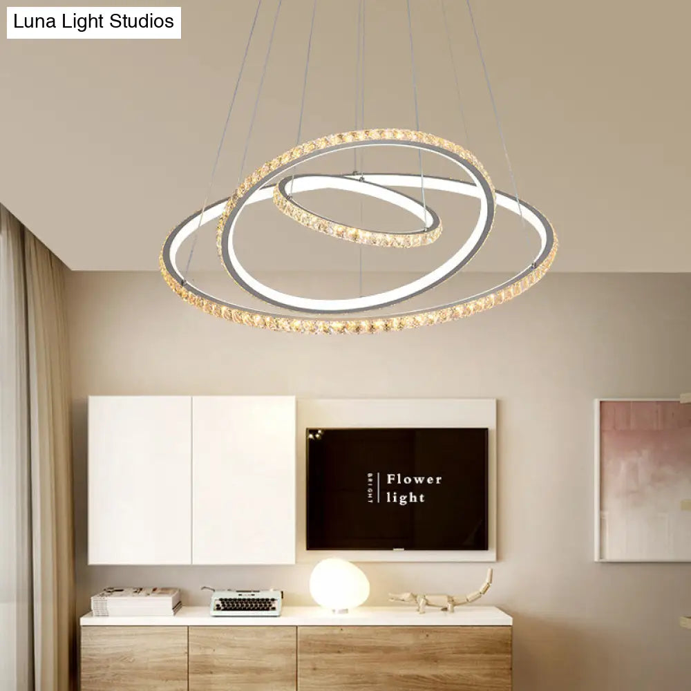 Lámpara de araña moderna de cristal dorado de 3 niveles con LED y opciones de doble color