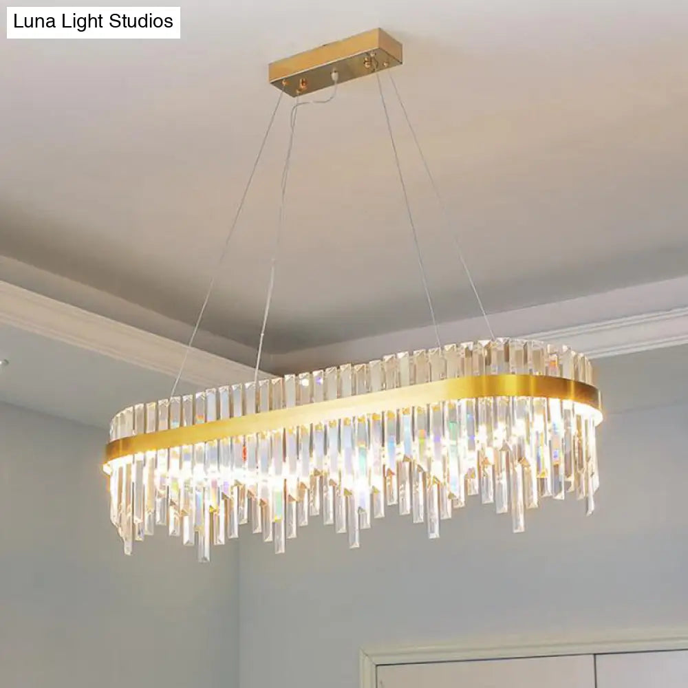 Lámpara de araña moderna de cristal LED dorado - Lámpara colgante de un nivel para comedor