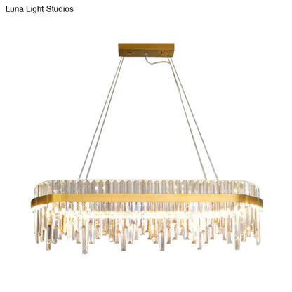 Lámpara de araña moderna de cristal LED dorado - Lámpara colgante de un nivel para comedor