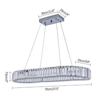 Modern chrome-finished crystal led ring pendant chandelier with clear faceted crystals for dining room decorbites crystal led