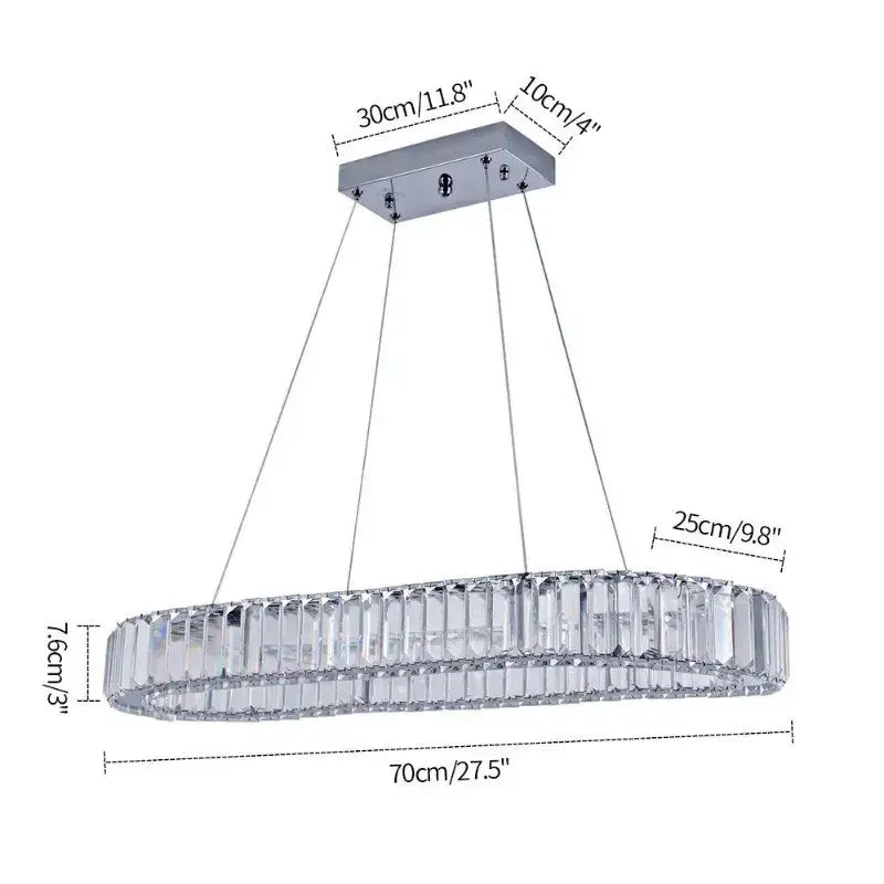 Modern chrome-finished crystal led ring pendant chandelier with clear faceted crystals for dining room decorbites crystal led