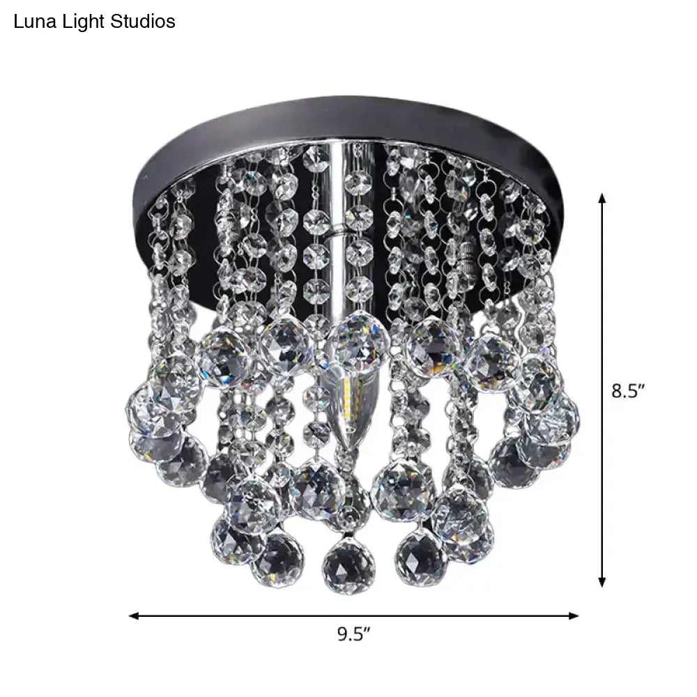DecorBites™ DecorBites™ Modern Crystal Orb Ceiling Light, Nickel Finish, Semi Flush Mount Lamp - Available in Small, Medium or Large