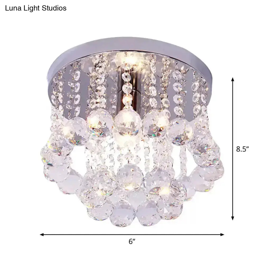 DecorBites™ DecorBites™ Modern Crystal Orb Ceiling Light, Nickel Finish, Semi Flush Mount Lamp - Available in Small, Medium or Large