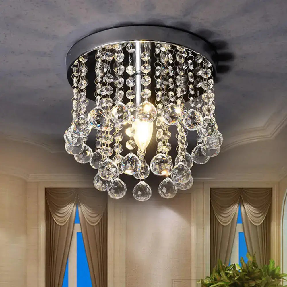 DecorBites™ DecorBites™ Modern Crystal Orb Ceiling Light, Nickel Finish, Semi Flush Mount Lamp - Available in Small, Medium or Large