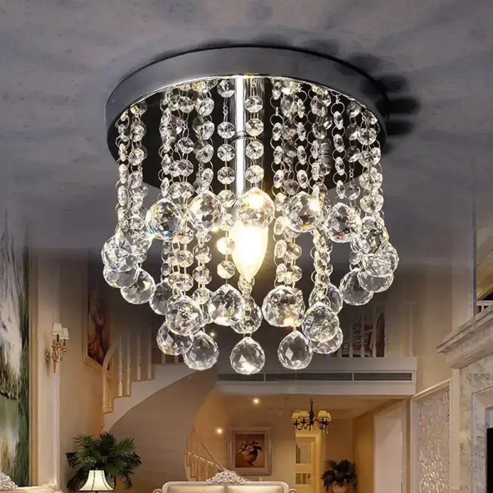DecorBites™ DecorBites™ Modern Crystal Orb Ceiling Light, Nickel Finish, Semi Flush Mount Lamp - Available in Small, Medium or Large