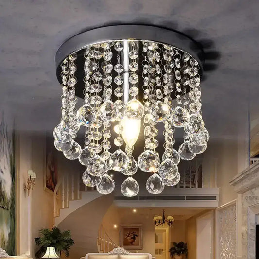 DecorBites™ DecorBites™ Modern Crystal Orb Ceiling Light, Nickel Finish, Semi Flush Mount Lamp - Available in Small, Medium or Large