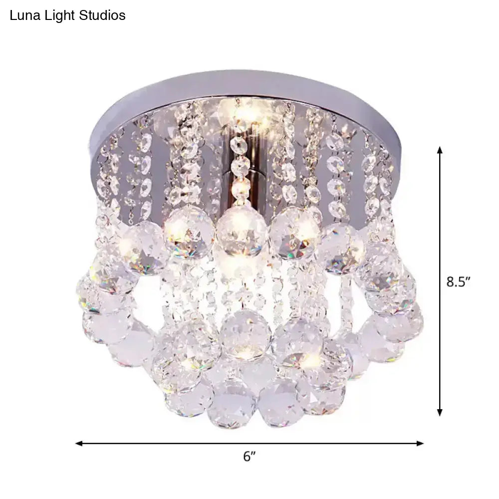 DecorBites™ DecorBites™ Modern Crystal Orb Ceiling Light, Nickel Finish, Semi Flush Mount Lamp - Available in Small, Medium or Large