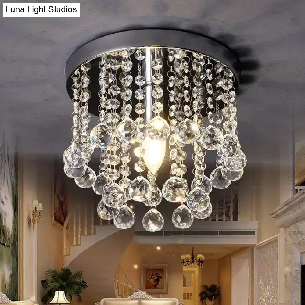 DecorBites™ DecorBites™ Modern Crystal Orb Ceiling Light, Nickel Finish, Semi Flush Mount Lamp - Available in Small, Medium or Large