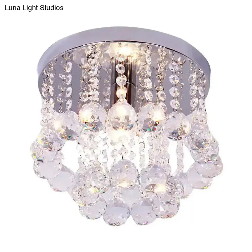 DecorBites™ DecorBites™ Modern Crystal Orb Ceiling Light, Nickel Finish, Semi Flush Mount Lamp - Available in Small, Medium or Large