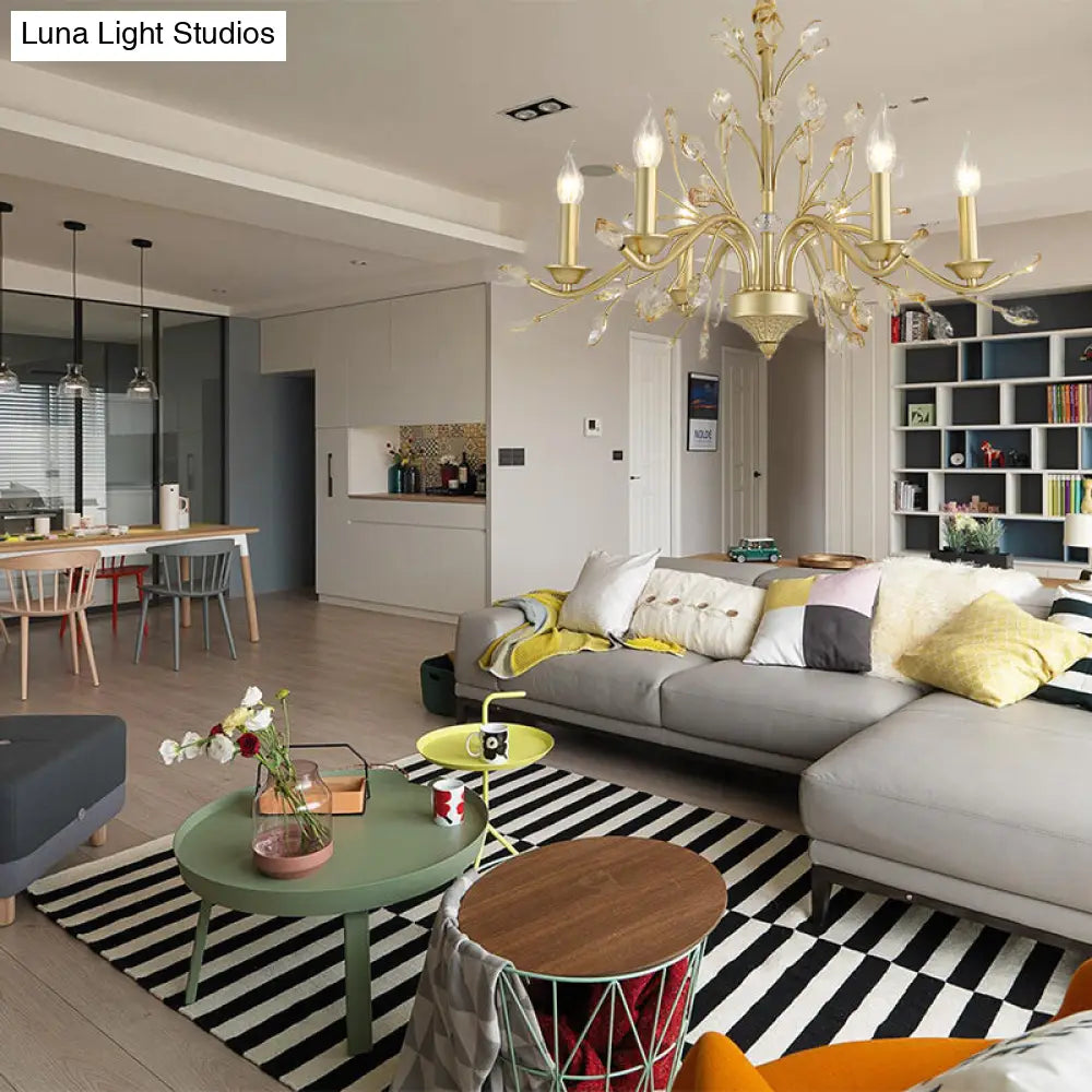 Lámpara de araña colgante moderna de cristal - Lámpara colgante de latón con bombillas de vela, 22"/27.5"/31.5" de ancho