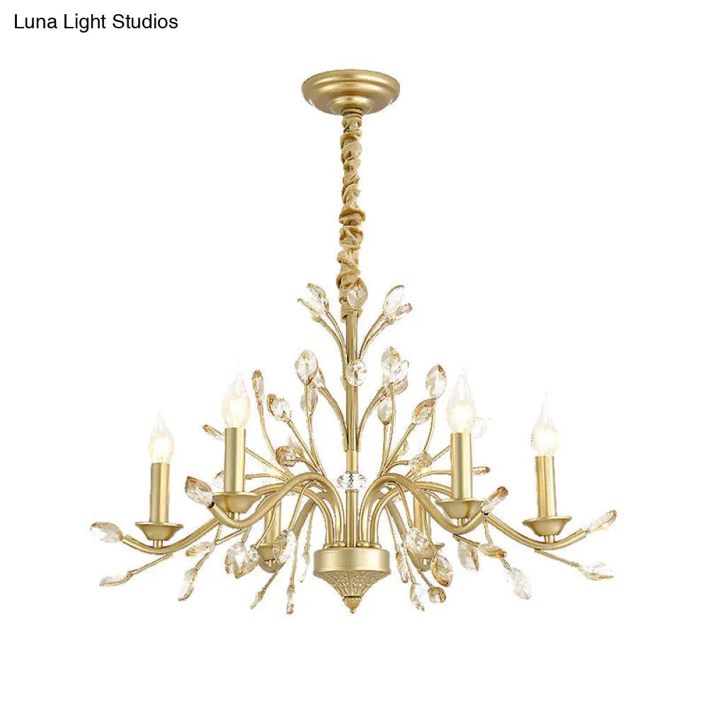 Lámpara de araña colgante moderna de cristal - Lámpara colgante de latón con bombillas de vela, 22"/27.5"/31.5" de ancho