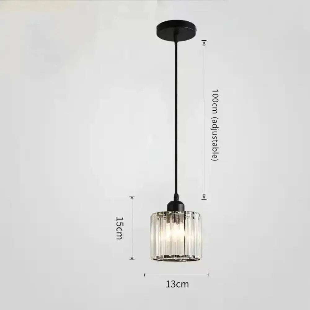 Modern Crystal Pendant Chandelier - Cylindrical Shape, Prismatic Crystals, Multi-Light Design