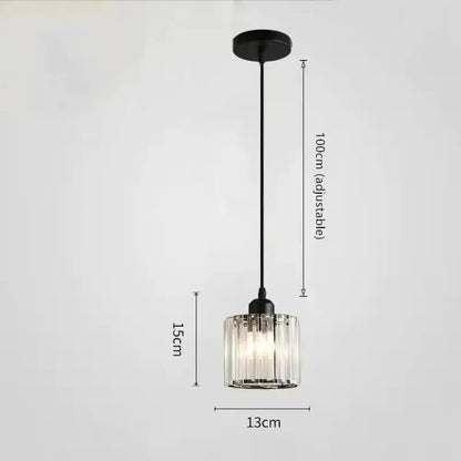 Modern Crystal Pendant Chandelier - Cylindrical Shape, Prismatic Crystals, Multi-Light Design