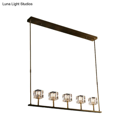 ثريا كريستالية حديثة من DecorBites™ - ثريا ذهبية معلقة بخمسة رؤوس لطاولة الطعام