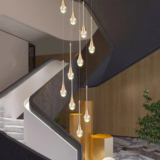 Modern Crystal Pendant Light With Adjustable Height
