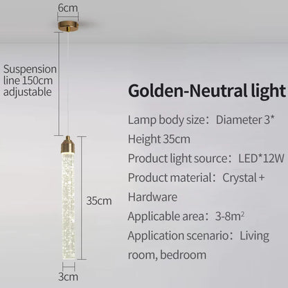 Modern Crystal Pendant Light with Gold Fixtures - Home Decor - Neutral light / 35CM