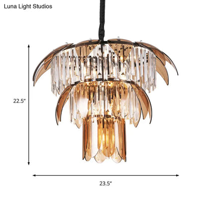 Lámpara de techo moderna con prismas de cristal - 3 niveles, 10 luces para sala de estar