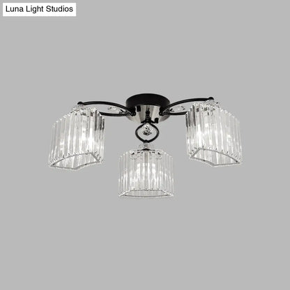 DecorBites™ DecorBites™ Modern Crystal Prism Flush Chandelier with Curved Design - Clear Semi Flush Mount Ceiling Light (3/9 Heads)