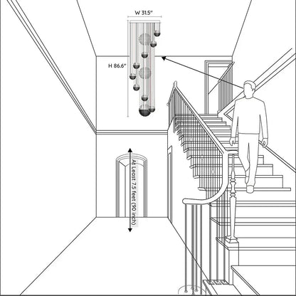 Modern Crystal Raindrop Chandelier - 13 Lights - Chandelier