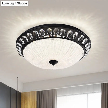 DecorBites™ DecorBites™ Modern Crystal Raindrop LED Flushmount Ceiling Light for Bedroom - Black Canopy Bowl Design
