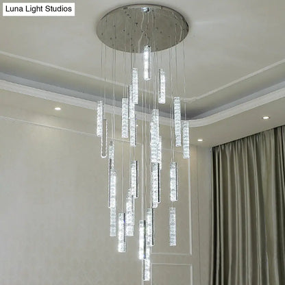 Modern Crystal Rectangle Drop Pendant Light for Stairway - Multiple Sizes