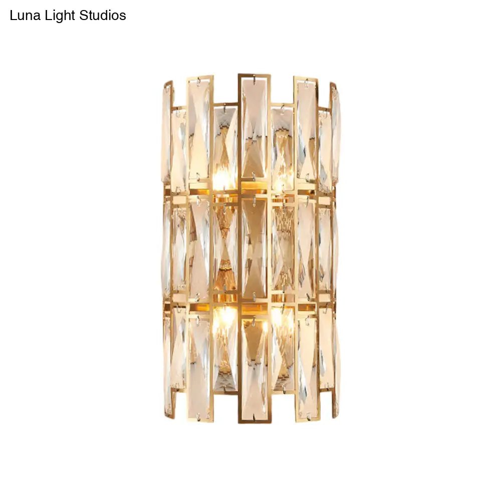 DecorBites™ DecorBites™ Modern Crystal Rectangle Wall Sconce - Gold, 11"/17" Wide, Cylinder Surface, 2/4 Lights, Wall Mounted Lighting